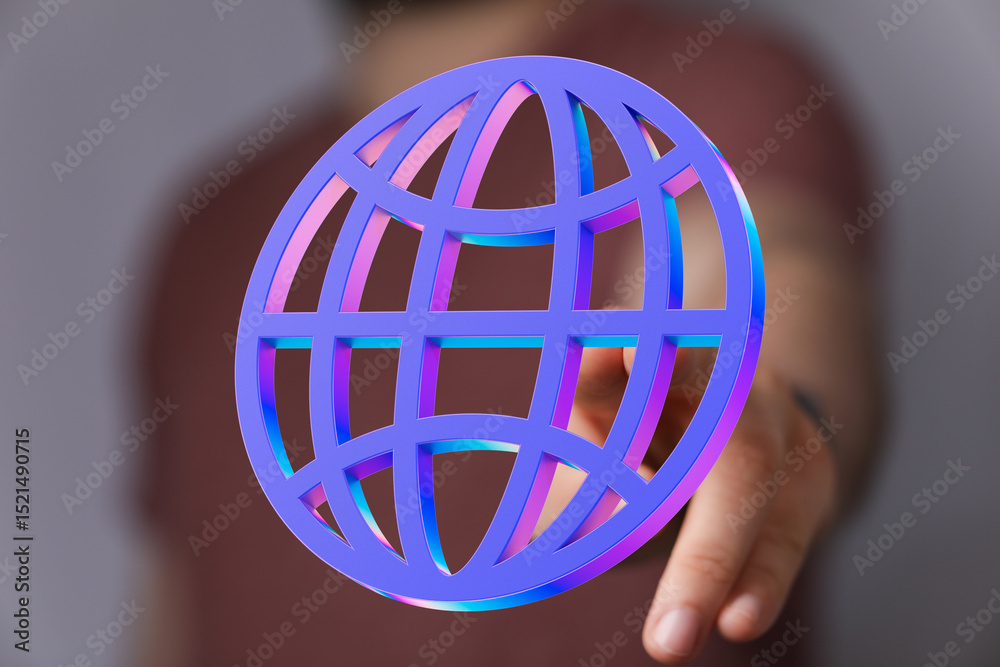 Leinwandbilder abstract image of a hand holding a vibrant 3d globe, symbolizing global connectivity and networking.