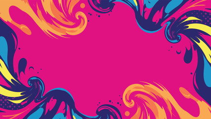 minimal pop art background with abstract comic energy waves in vibrant solid colors