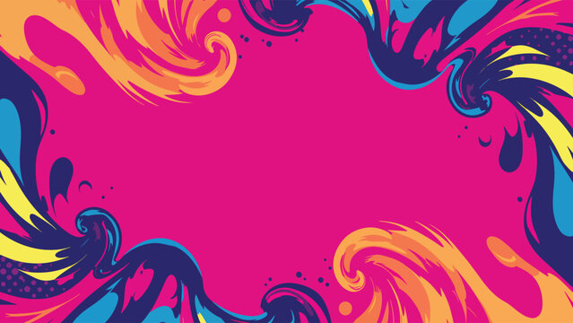 minimal pop art background with abstract comic energy waves in vibrant solid colors