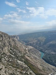 Obraz premium aerial view of the Sulak Canyon, Dagestan, Russia, Dubki village observation deck