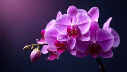 Obraz premium A cluster of elegant purple orchids in a sophisticated arrangement , purple floral, luxury