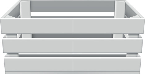 White realistic wooden crate front view vector illustration.