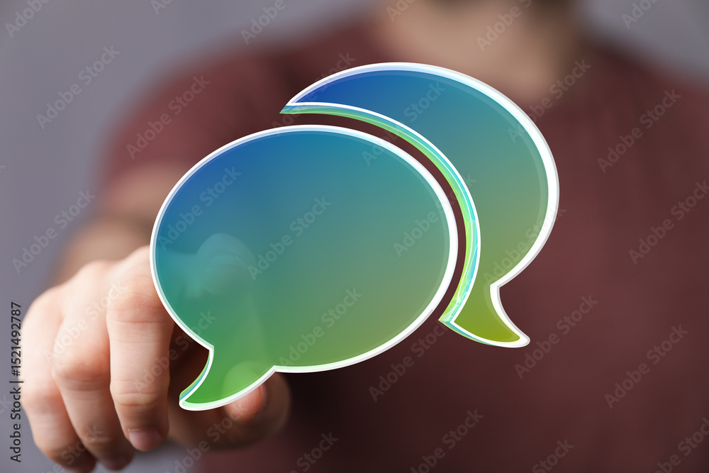 Leinwandbilder abstract image of two speech bubbles, representing communication and conversation.