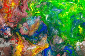 Vibrant Abstract Fluid Art with Shimmering