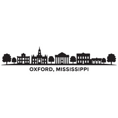 Fototapeta premium Oxford, Mississippi skyline horizontal banner. Oxford, MS. Vector template for your design. Vector black silhouette. with white background