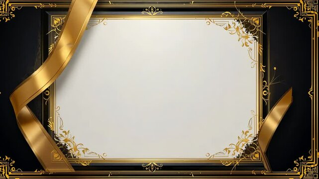 Elegant certificate template with gold ribbon and frame for award or diploma design vector graphic