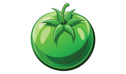 Green Tomato Isolated on White Background