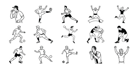 Energetic Football Moves Silhouette Vector Bundle