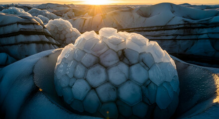 Sun Kissed Ice Formations At J?kuls?rl?n Glacier Lagoon During Sunrise