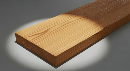 Crafted Cedar Plank Showcasing Natural Grain Patterns Under Gentle Illumination