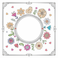 Vector illustration in simple linear style - design templates - hippie style - frames and prints with copy space for text