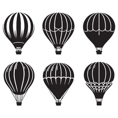 Obraz premium Quiet Drift Hot Air Balloon silhouette – Hot Air Balloon illustration – Minimalist Hot Air Balloon vector – Vehicle silhouette