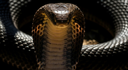 Majestic Cobra Hooded In Darkness Ready To Strike Wildlife Photo