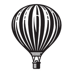 Obraz premium Vintage Hot Air Balloon silhouette with classic basket – Hot Air Balloon illustration – Minimalist Hot Air Balloon vector – Vehicle silhouette