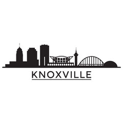 Knoxville skyline horizontal banner. Black and white silhouette of Knoxville, Tennessee. Vector template for your design.