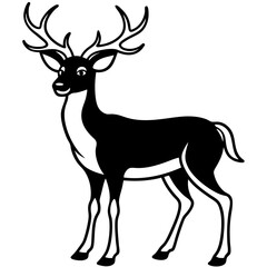 Obraz premium Vector silhouette illustration of a wild deer with prominent antlers, ideal for nature and Christmas-themed designs