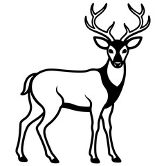 Fototapeta premium Vector illustration of a wild deer silhouette with impressive antlers, perfect for nature and Christmas designs
