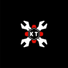 KT Initials Vektor Stok Otomotif Logo Design