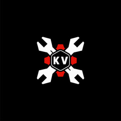 KV Initials Vektor Stok Otomotif Logo Design