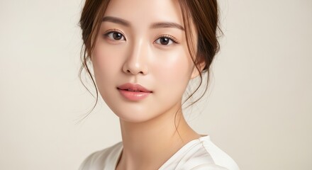 Radiant Skincare Portrait Asian Woman with Flawless Complexion