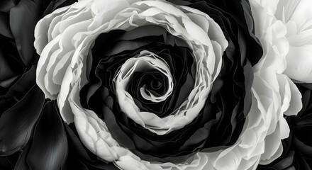 Monochrome Floral: Intricate Layers Of Contrast In Abstract Bloom
