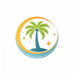 Vector logo design template with palm tree - abstract summer and vacation badge and emblem for holiday rentals, travel services, tropical spa and beauty studios