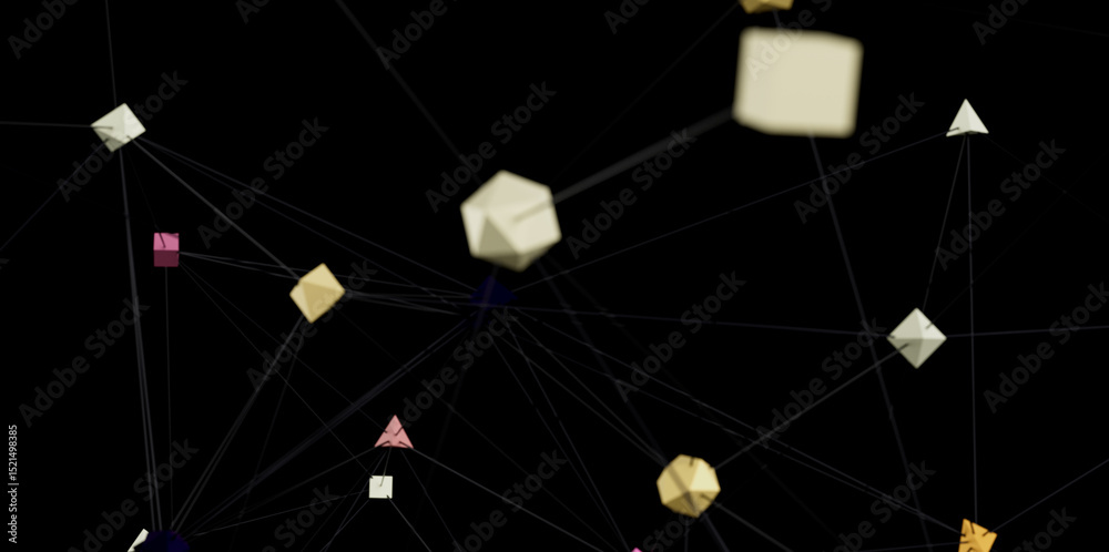 Poster Stock photo of an abstract network visualization. Ideal for technology, connection, and network concepts.