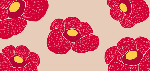 Hand drawn flowers, seamless patterns with floral for fabric, textiles, clothing, wrapping paper, cover, banner, interior decor, abstract backgrounds