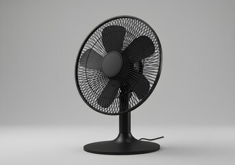 Sleek Black Fan on Light Gray Surface