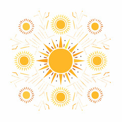 Vector set of design elements and illustrations in simple flat linear style - sun symbols, abstract forms and shapes - logo design templates, badges and stickers for posters, prints, banners