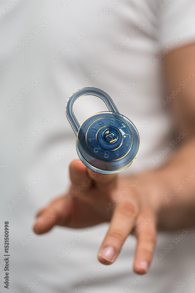 Poster secure your data. cybersecurity and digital protection concept.