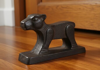 Minimalist Cast Iron Doorstop on Hardwood