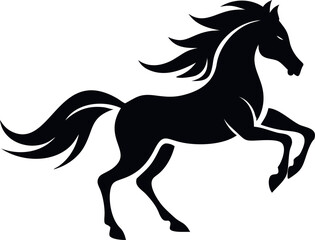Obraz premium Majestic Black Stallion Elegant Horse Silhouette Illustration