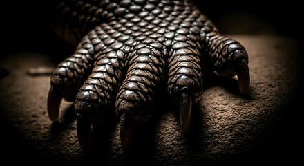 Majestic Reptilian Paw Scales Displayed Under Dramatic Lighting Conditions