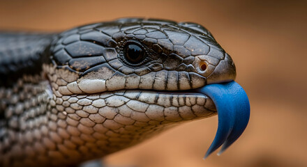 Blue Tongued Skink Displays Its Striking Tongue In Vivid Detail