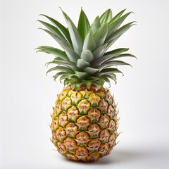 Fototapeta premium A pineapple (with stem and leaves), white background without shadow.