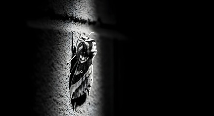 Striped Moth Resting On A Textured Surface In Dramatic Lighting