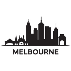 Fototapeta premium Vector Melbourne skyline. Travel Melbourne famous landmarks. Business and tourism concept for presentation, banner, web site. Vector black silhouette. with white background