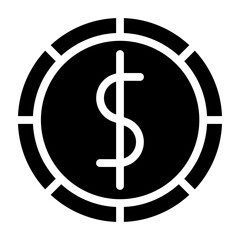 Dollar Coin Vector Glyph Icon Design