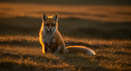 Captivating Fox Portrait At Sunset In Golden Light Landscape Photography