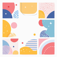 Vector set of abstract creative backgrounds in minimal trendy style with copy space for text - design templates for social media stories