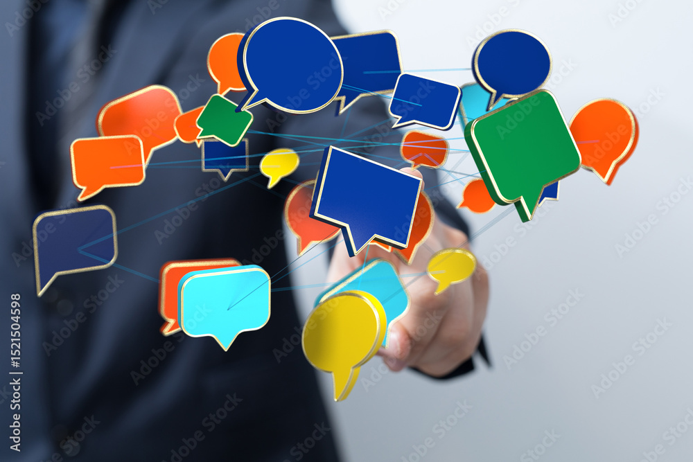 Leinwandbilder diverse speech bubbles illustrate global communication and networking.