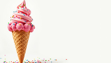 ice cream in waffle cups on a white background