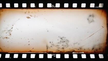 Aged Film Strip with Visible Wear and Sepia-Toned Frames – A Glimpse into Cinematic History