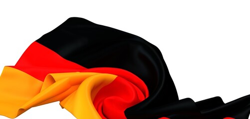 High-quality image of a German flag draped fabric. Perfect for backgrounds, websites, and more.