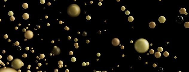 Beautiful abstract background with many floating spheres in golden and beige tones. Perfect for various design projects.