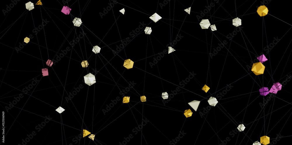 Poster Modern abstract background with interconnected polygons. Ideal for tech, network, and connection concepts.