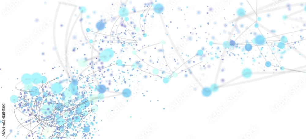 Fototapete Digital illustration of a network connection with dots and lines.  Perfect for technology or science backgrounds.
