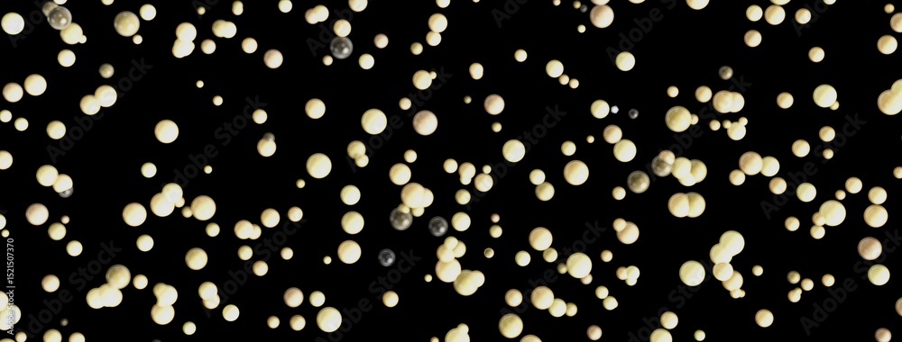 Aufkleber Elegant background image featuring many beige pearls floating on a black background. Ideal for design projects.