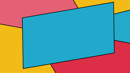 retro comic panel layout pop art background with bold color blocks and copy space